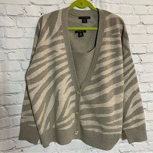 NWT New Tahari 2 PC Set Top Animal Print Cardigan Size 1X